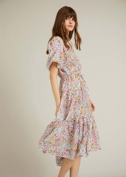 MUNTHE cevelyn white floral print long dress viscose silk 