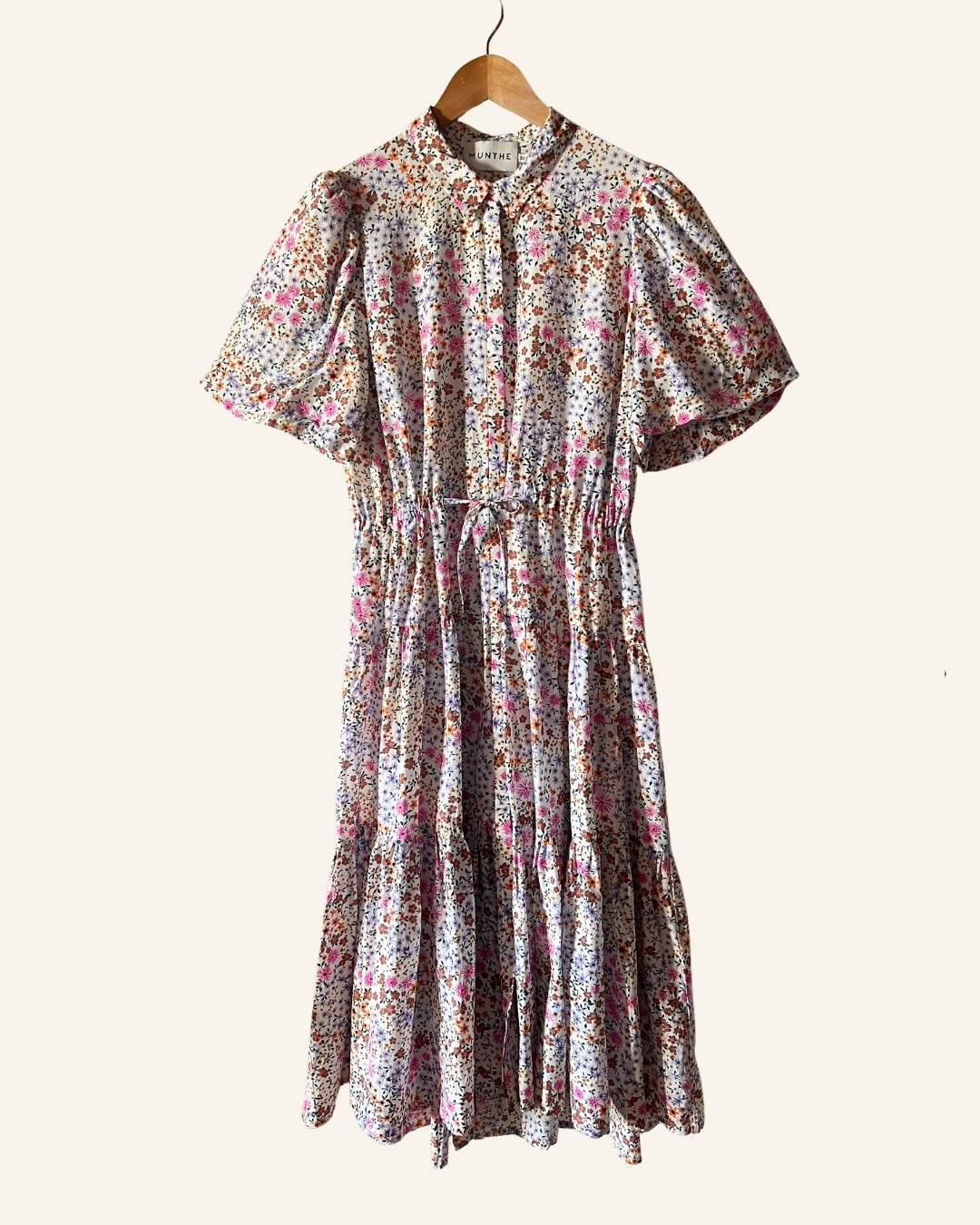 MUNTHE cevelyn white floral print long dress viscose silk 
