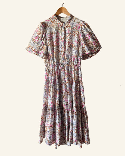 MUNTHE cevelyn white floral print long dress viscose silk 