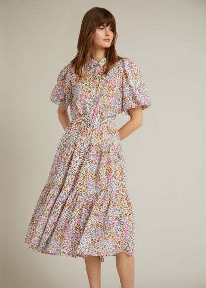 MUNTHE cevelyn white floral print long dress viscose silk 