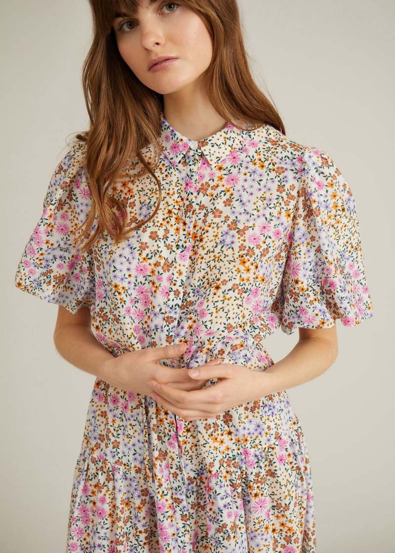 MUNTHE cevelyn white floral print long dress viscose silk 