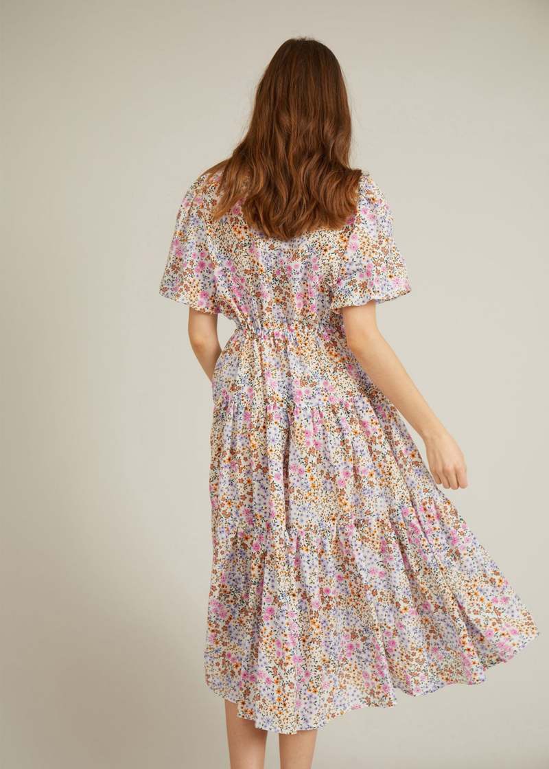 MUNTHE cevelyn white floral print long dress viscose silk 
