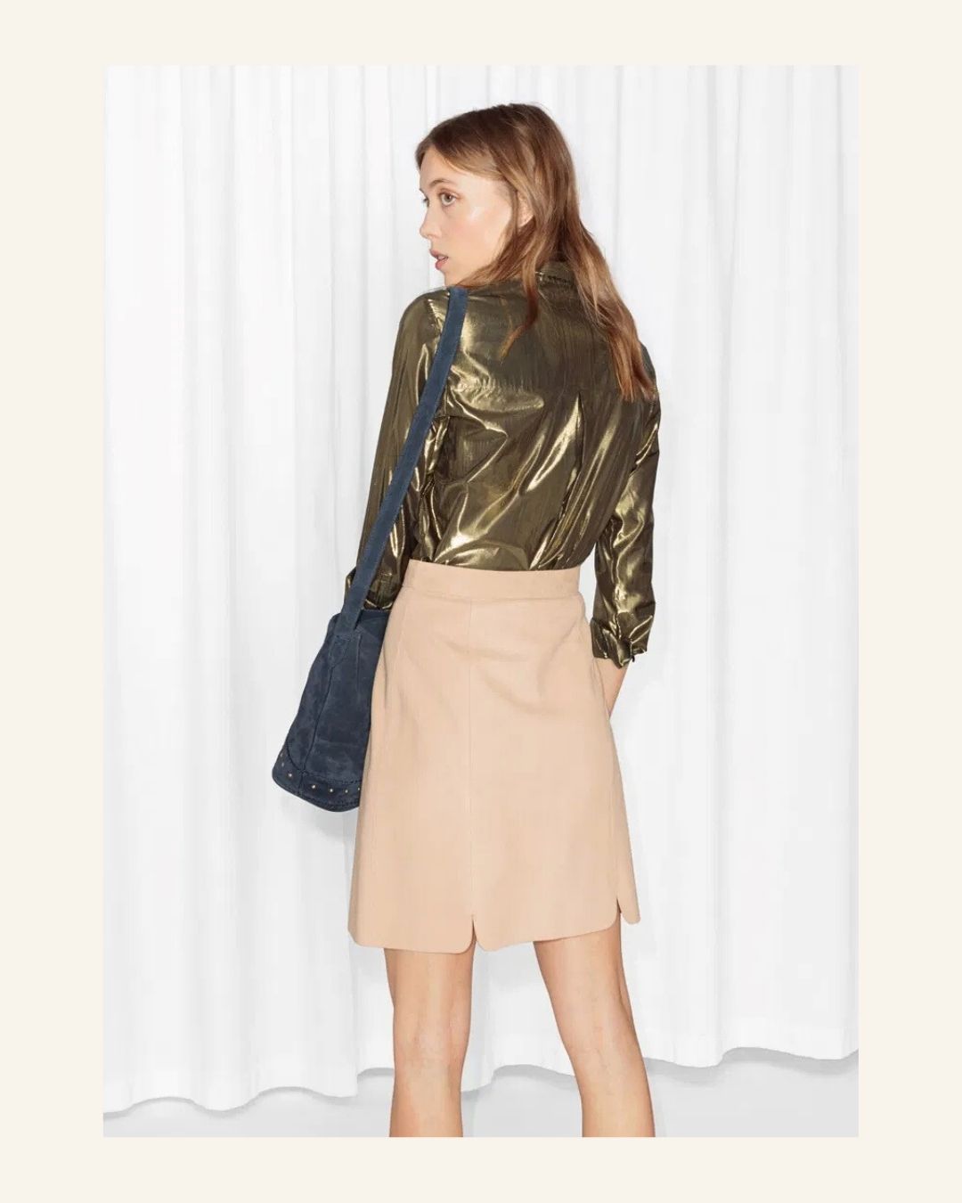 & OTHER STORIES lamé gold bow tie blouse shirt