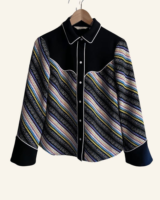 & Other Stories beautiful black colorful printed shirt western details