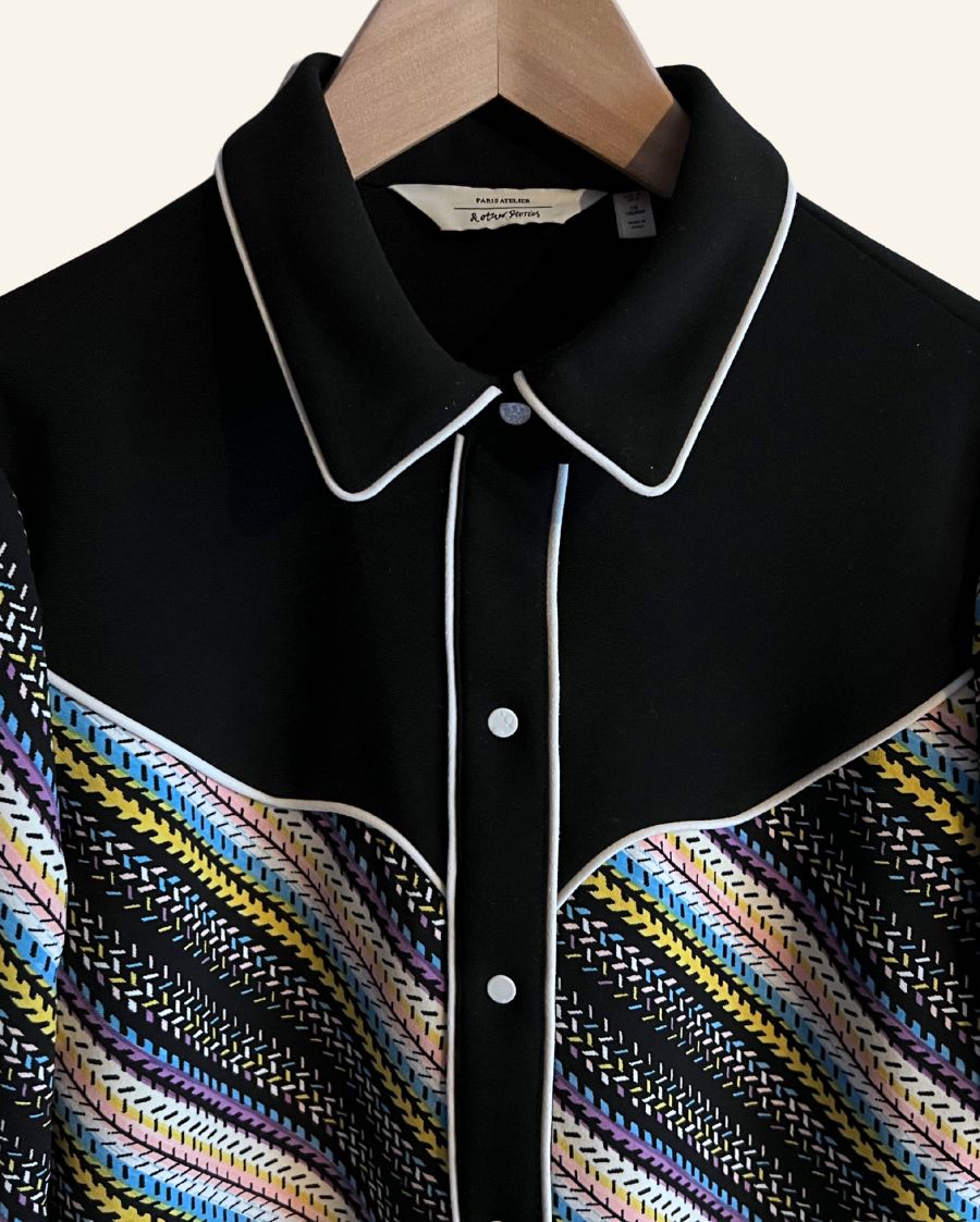 & Other Stories beautiful black colorful printed shirt western details