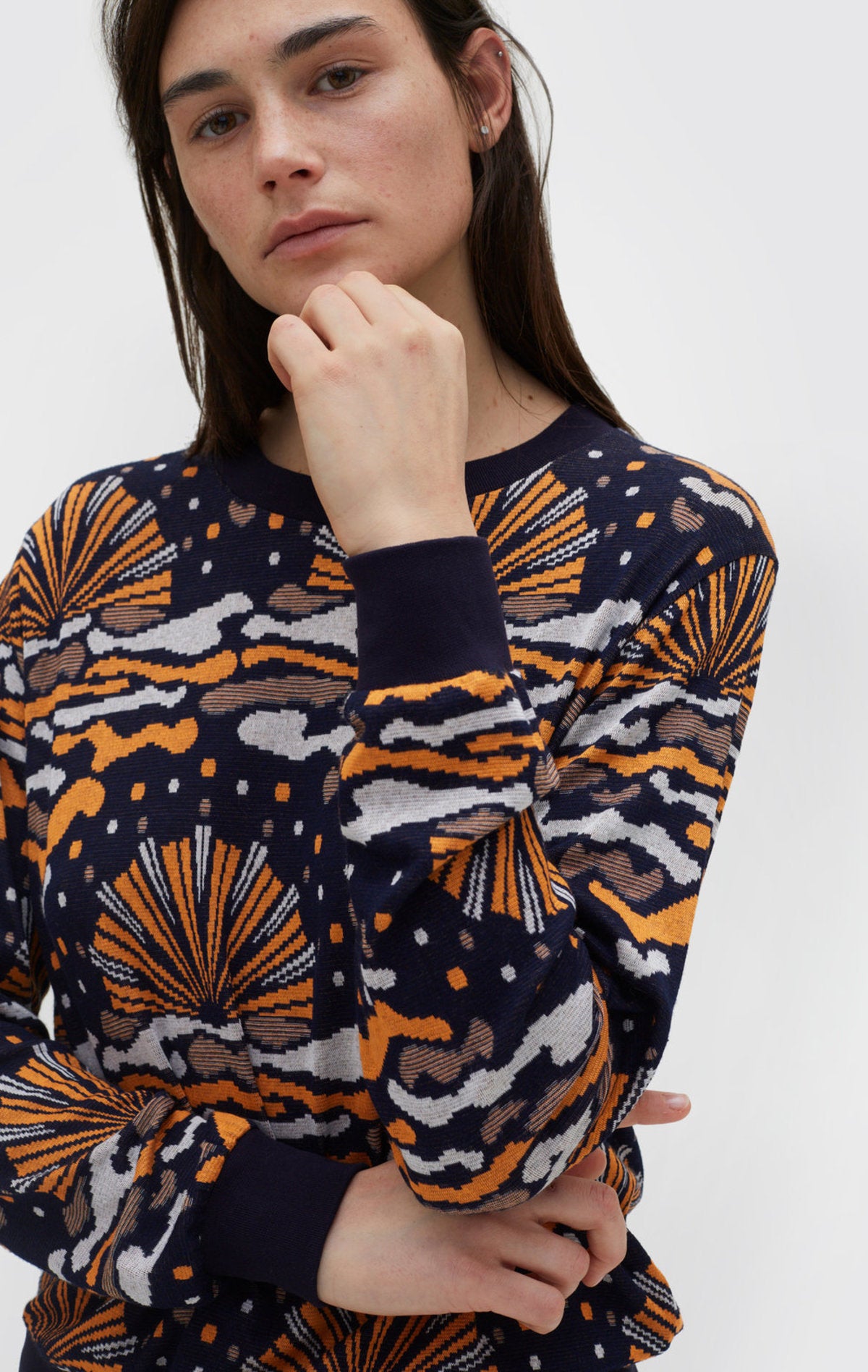 RODEBJER navy blue Sunrise knitted jersey sweater