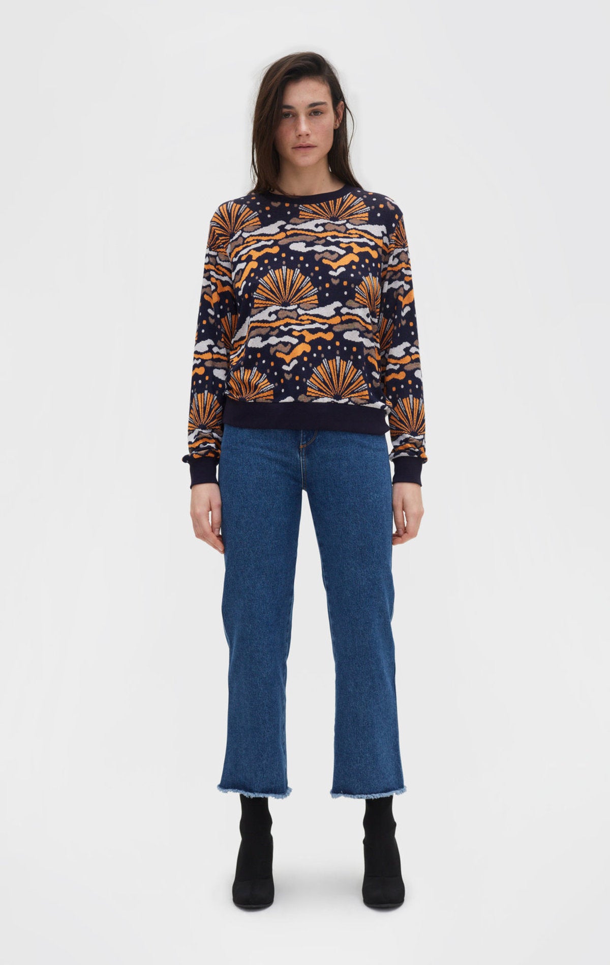 RODEBJER navy blue Sunrise knitted jersey sweater