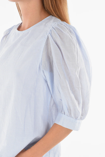 SAMSOE SAMSOE "Celestine" light blue vichy checked cotton silk blend blouse