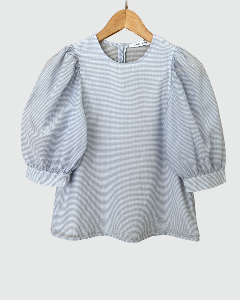 SAMSOE SAMSOE "Celestine" light blue vichy checked cotton silk blend blouse
