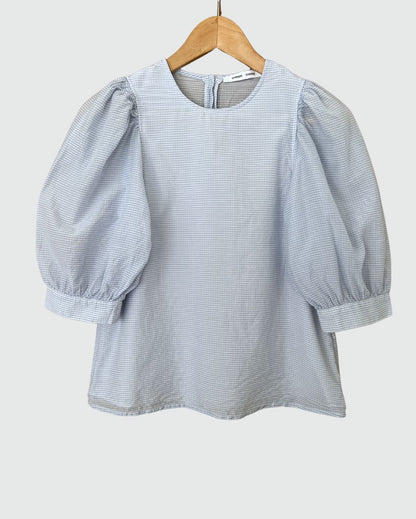 SAMSOE SAMSOE "Celestine" light blue vichy checked cotton silk blend blouse