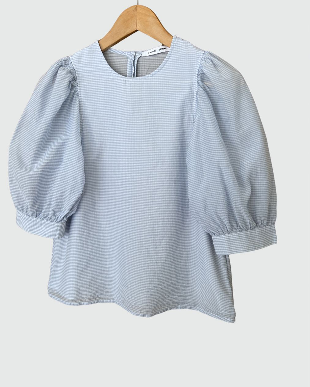 SAMSOE SAMSOE "Celestine" light blue vichy checked cotton silk blend blouse