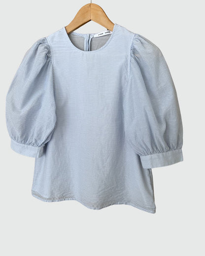 SAMSOE SAMSOE "Celestine" light blue vichy checked cotton silk blend blouse