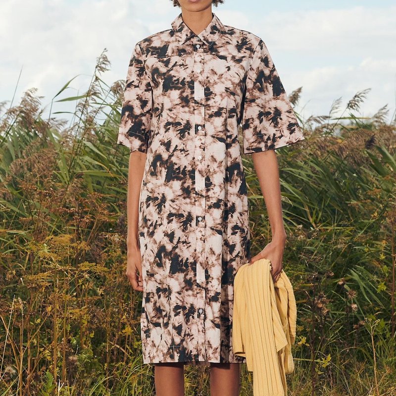 SAMSOE SAMSOE Demi brown cream beige pattern organic cotton shirt dress