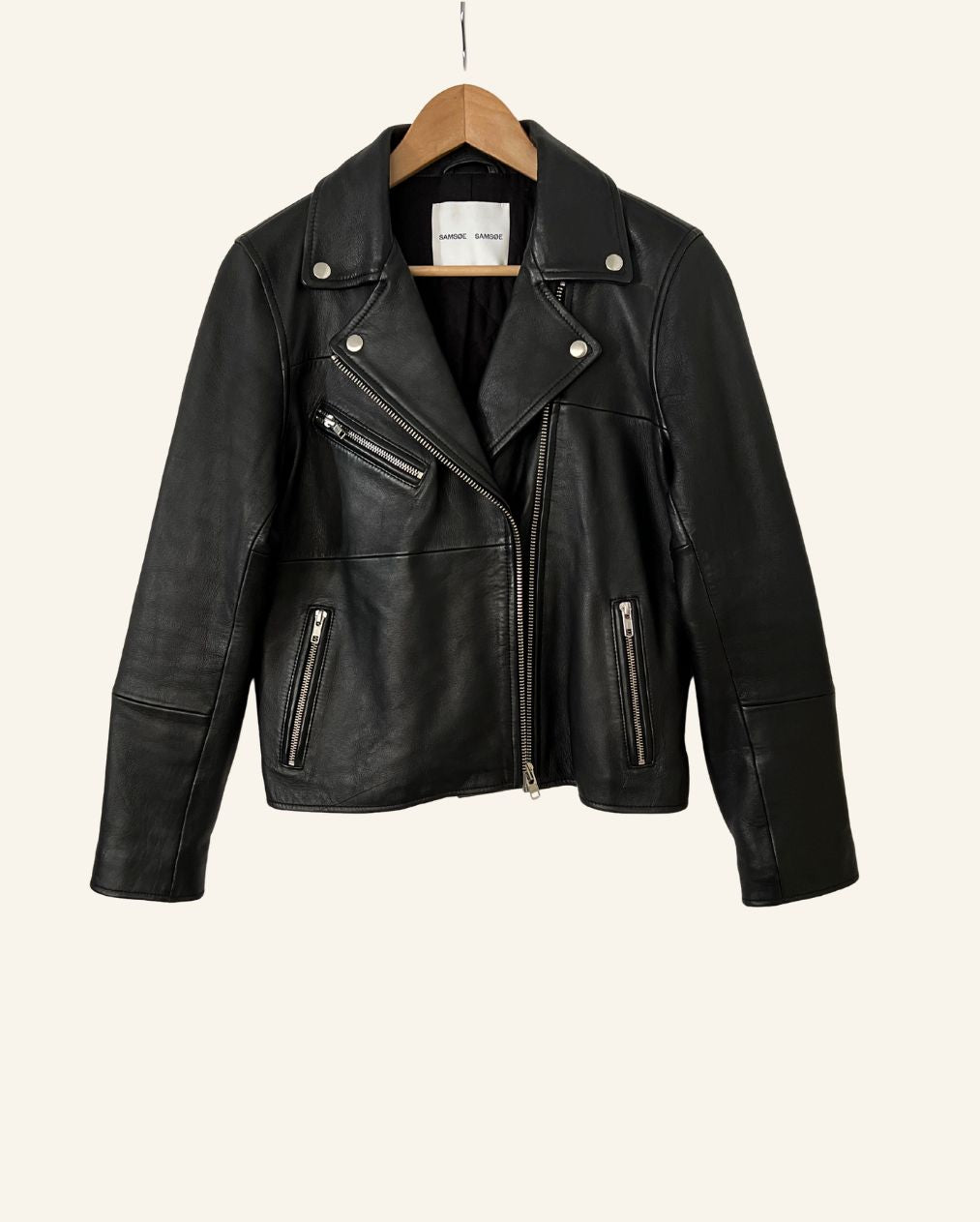 SAMSOE SAMSOE "Tautou" black leather biker jacket