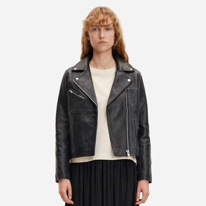 SAMSOE SAMSOE "Tautou" black leather biker jacket