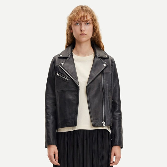 SAMSOE SAMSOE "Tautou" black leather biker jacket