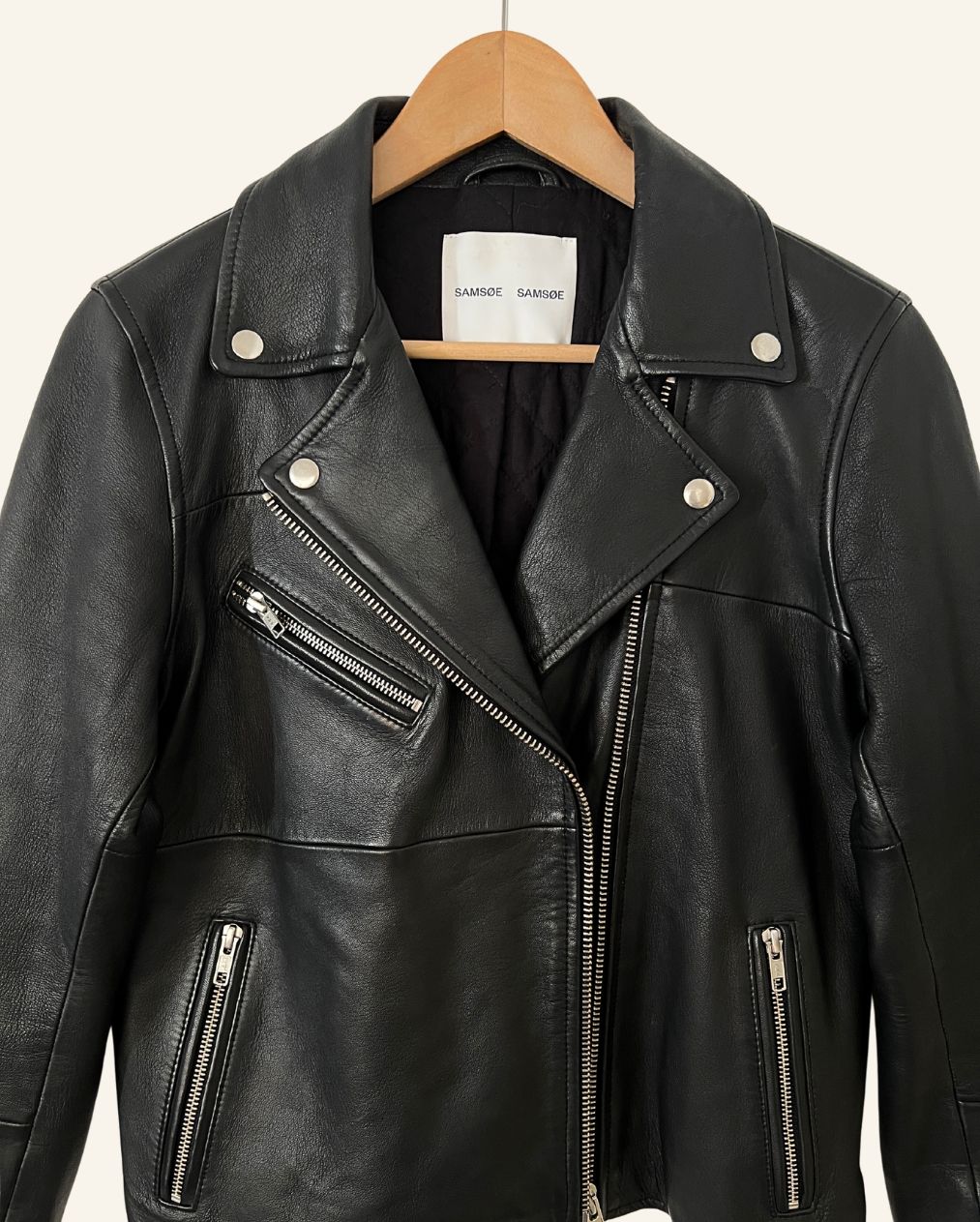 SAMSOE SAMSOE "Tautou" black leather biker jacket