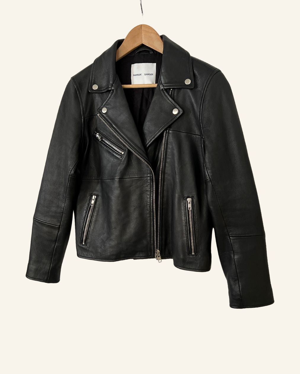 SAMSOE SAMSOE "Tautou" black leather biker jacket