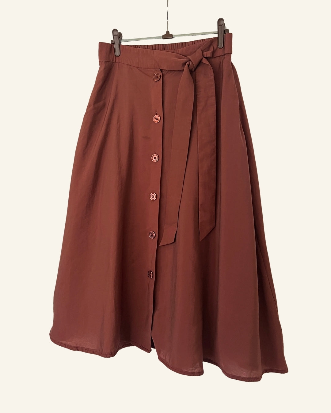 SAMSOE SAMSOE ena skirt chocolate brown buttoned knot 