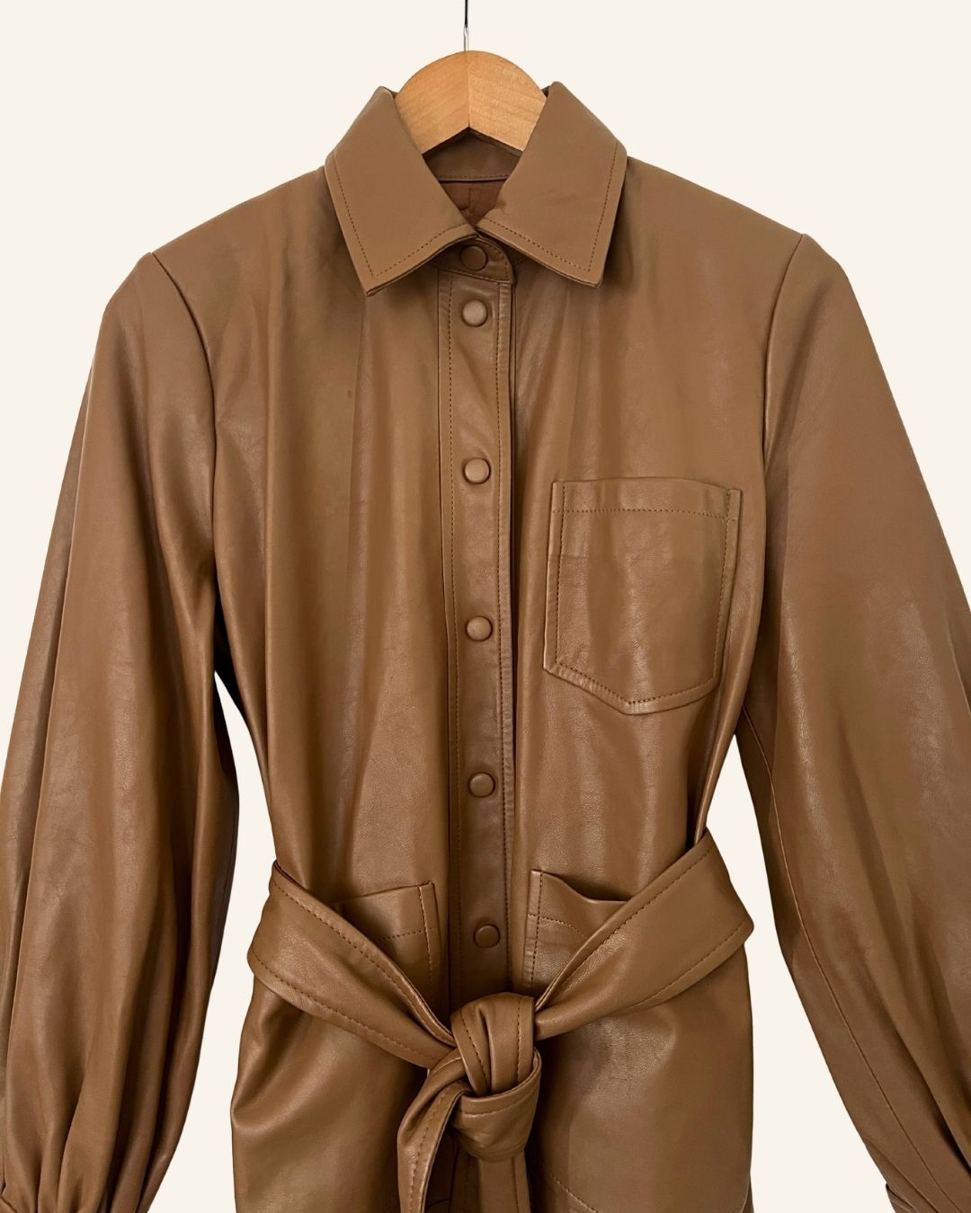 SAMSOE SAMSOE vestine light brown faux leather vegan shirt jacket 