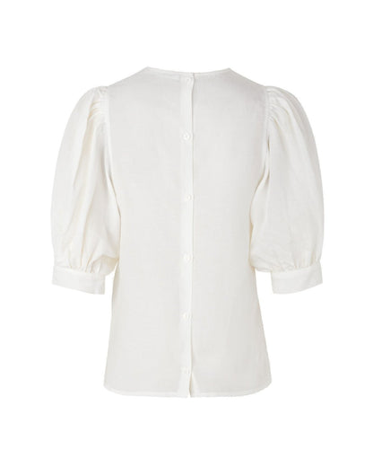 SAMSOE SAMSOE white linen puff sleeves blouse celestine
