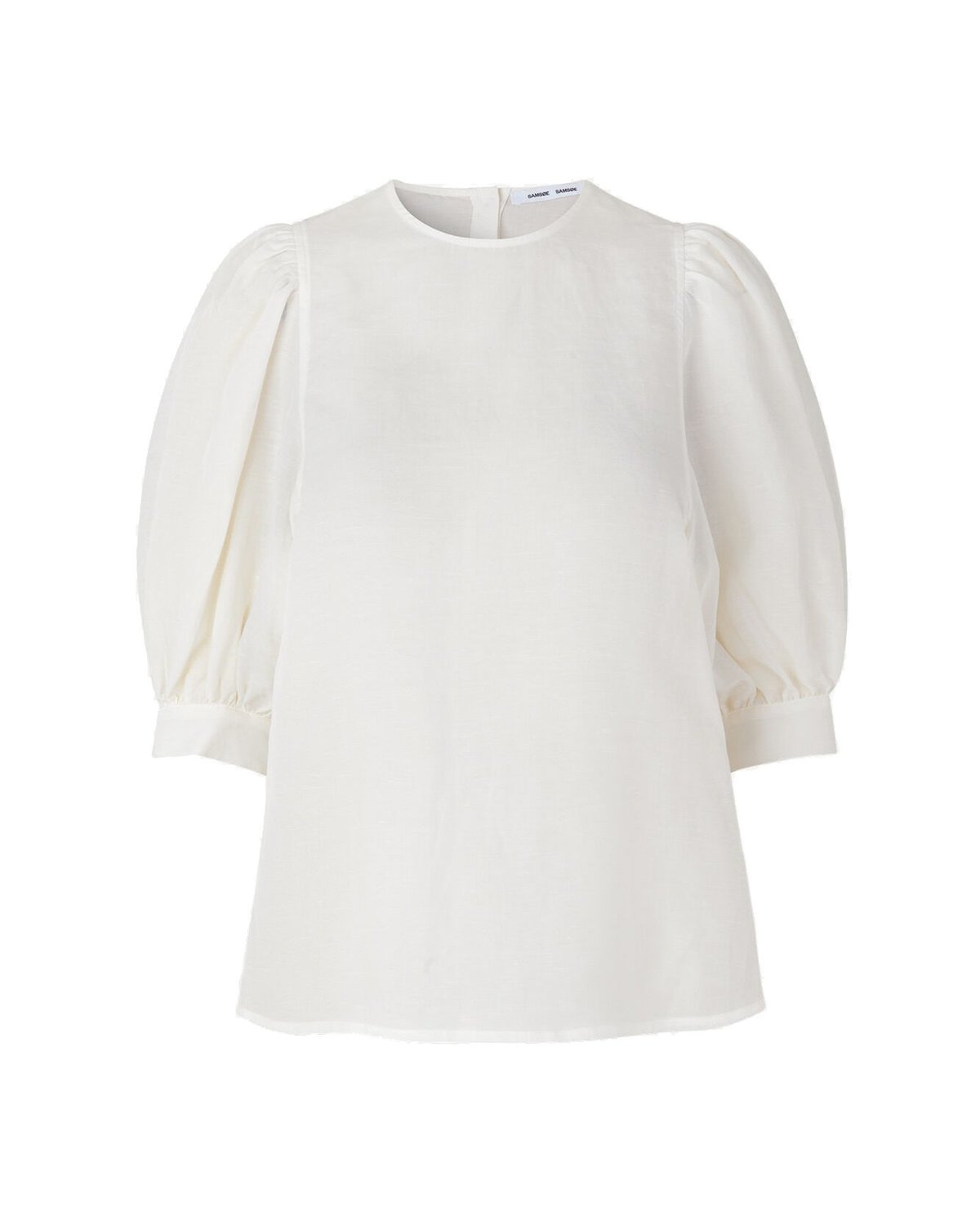 SAMSOE SAMSOE white linen puff sleeves blouse celestine