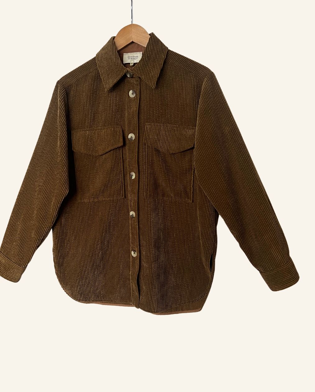 SECOND FEMALE brown corduroy overshirt boya shirt