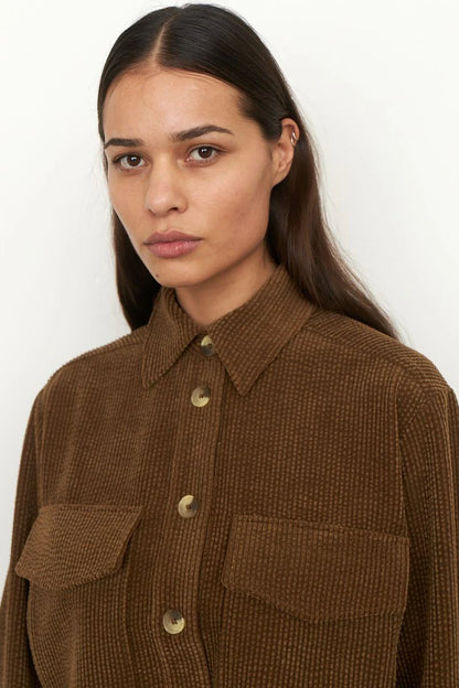 SECOND FEMALE brown corduroy overshirt boya shirt