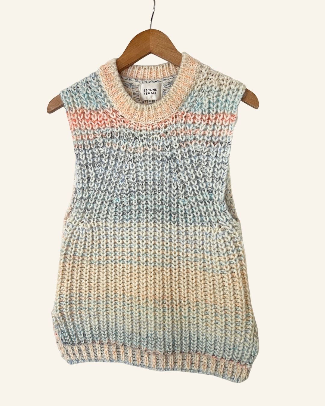 SECOND FEMALE colorful pastel alpaca mohair wool knitted vest sweater elsa knit
