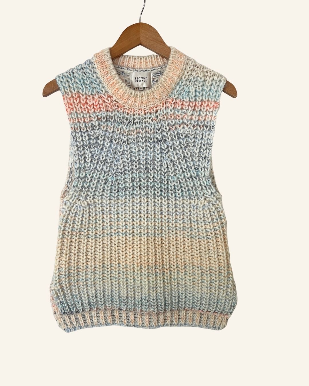 SECOND FEMALE colorful pastel alpaca mohair wool knitted vest sweater elsa knit