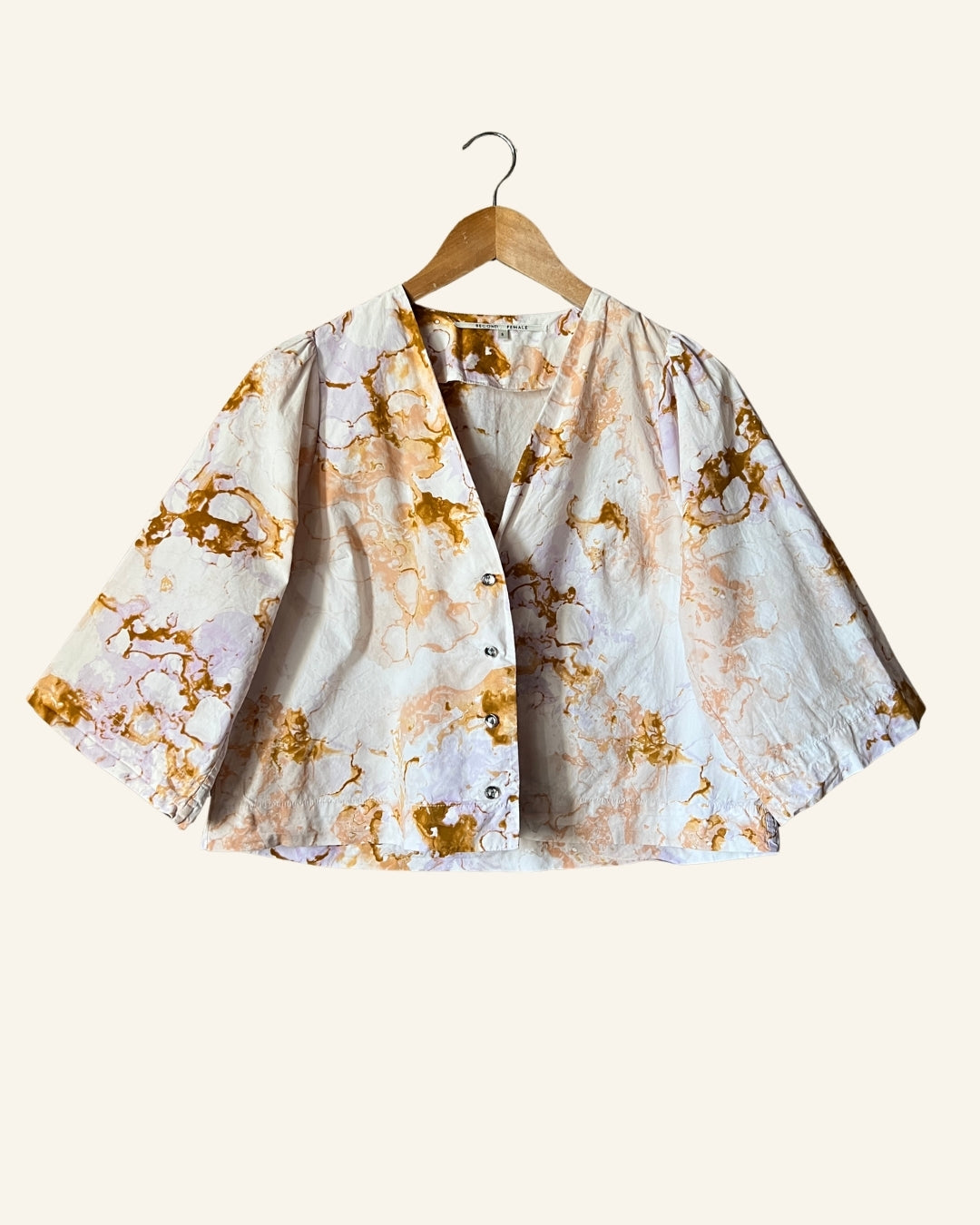 SECOND FEMALE lica shirt organic cotton poplin white tie dye effect print blouse