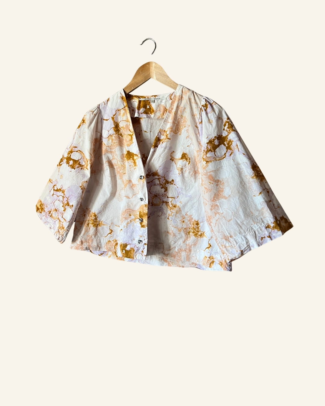SECOND FEMALE lica shirt organic cotton poplin white tie dye effect print blouse