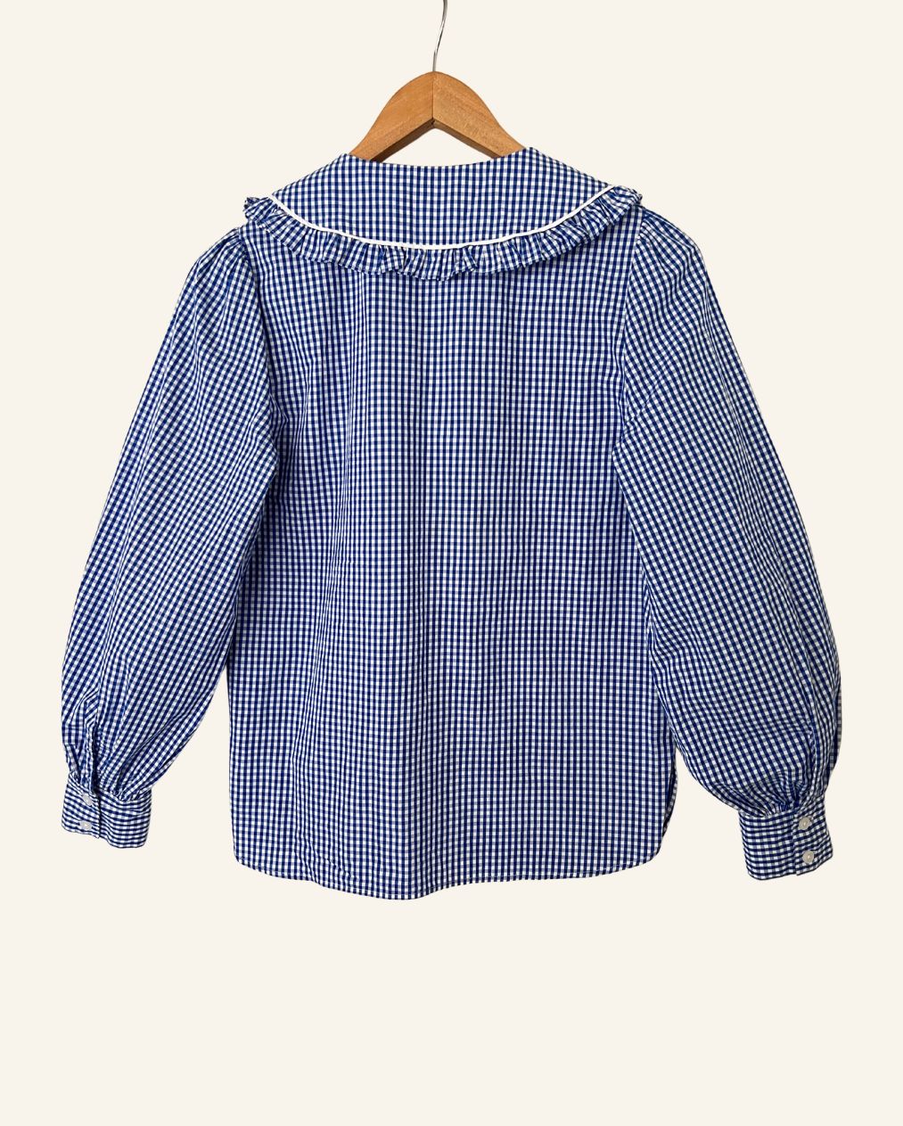 SECOND FEMALE toto gingham vichy checked large ruffled collar cotton shirt