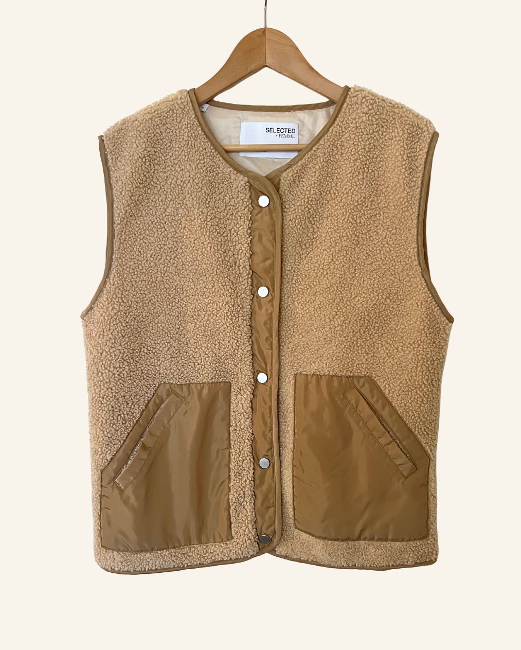 SELECTED FEMME beige teddy vest jacket