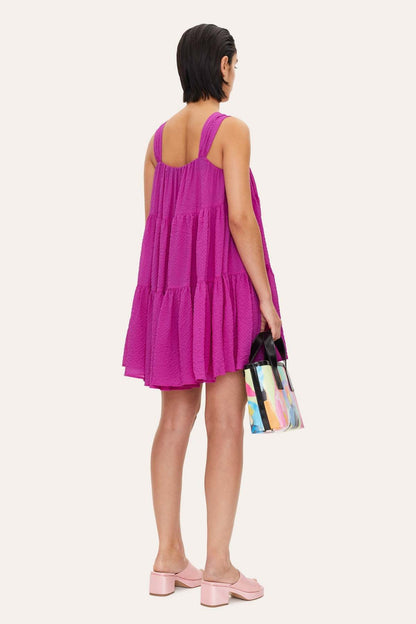STINE GOYA benedicte flamingo pink oversized ruched straps mini dress