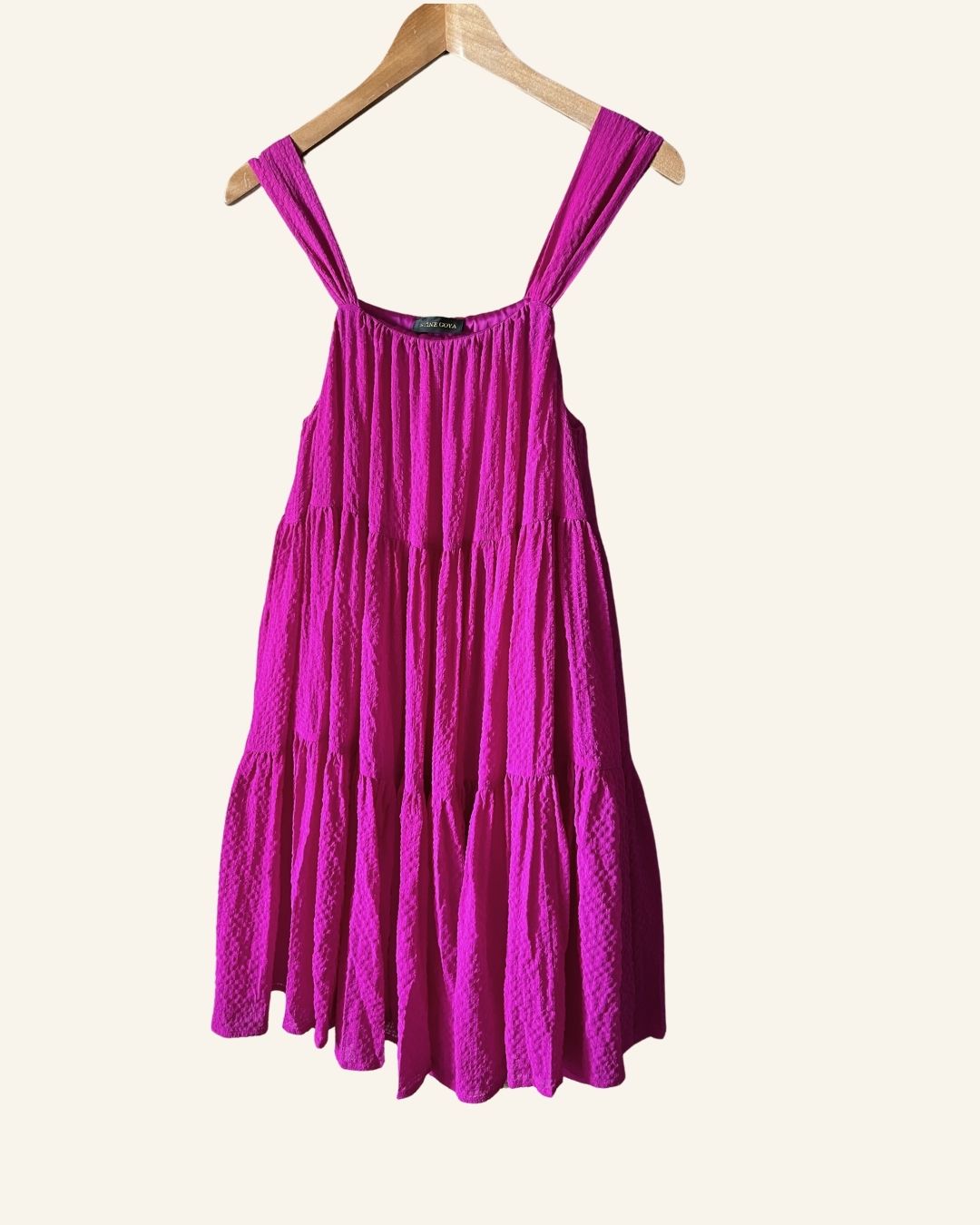 STINE GOYA benedicte flamingo pink oversized ruched straps mini dress