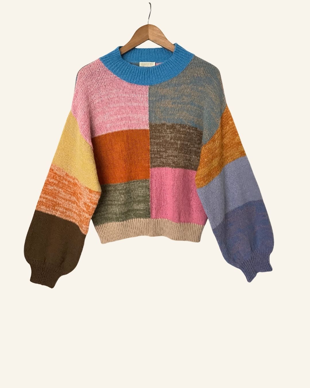 STINE GOYA chunky knit alpaca wool sweater with check pattern adonis