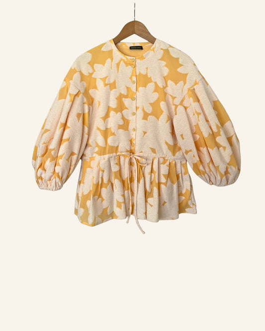 STINE GOYA ferrah oversize light orange floral jacquard peplum blouse