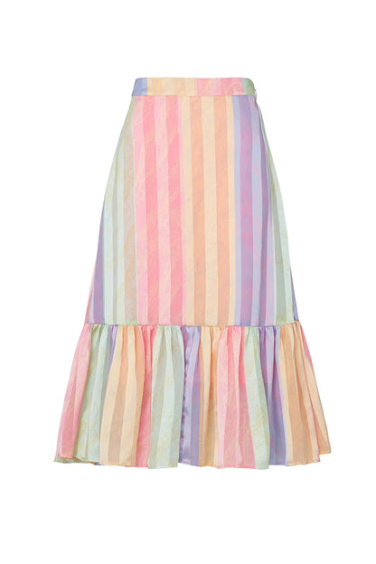 STINE GOYA leandra multicolored satin ruffled skirt
