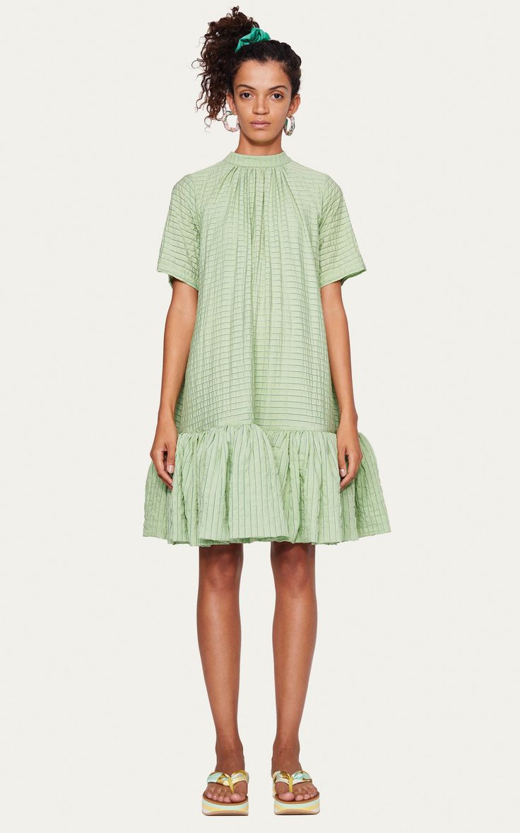 STINE GOYA wendy light green ruffled short dress