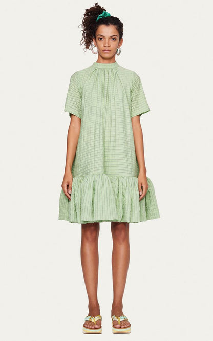 STINE GOYA wendy light green ruffled short dress