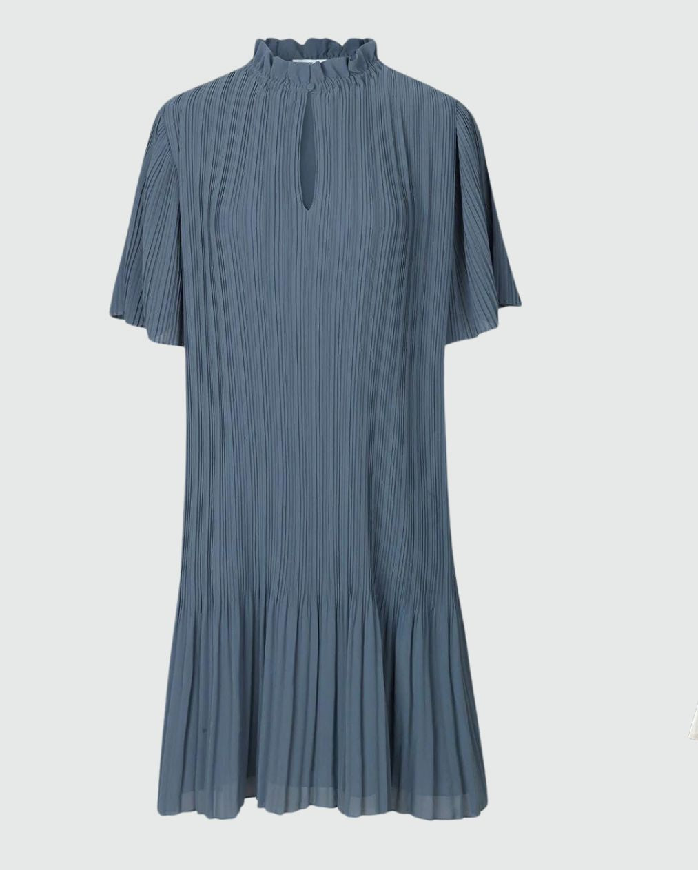 SAMSOE SAMSOE "Lady SS" blue ruffled neck pleated dress