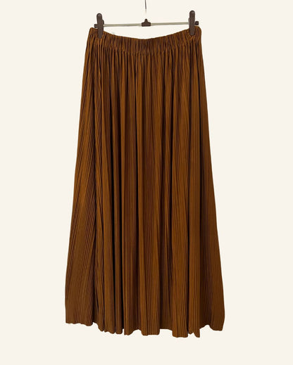 SAMSOE SAMSOE Cognac brown pleated long skirt