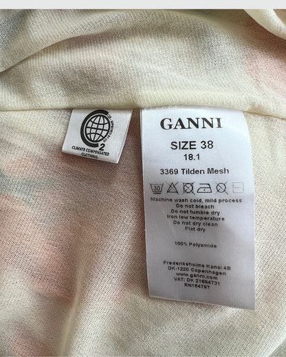 GANNI "Tilden Mesh" floral tulip wrap short dress