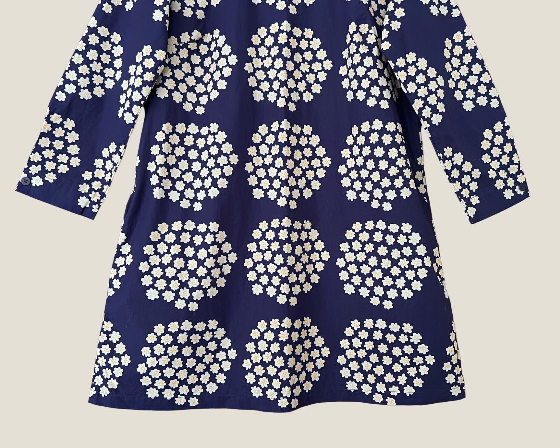 MARIMEKKO Vintage dark flue floral print short dress