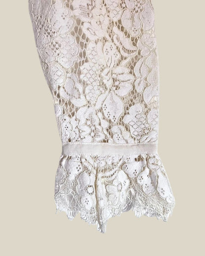 ganni jerome lace antique white creme ruffle top blouse