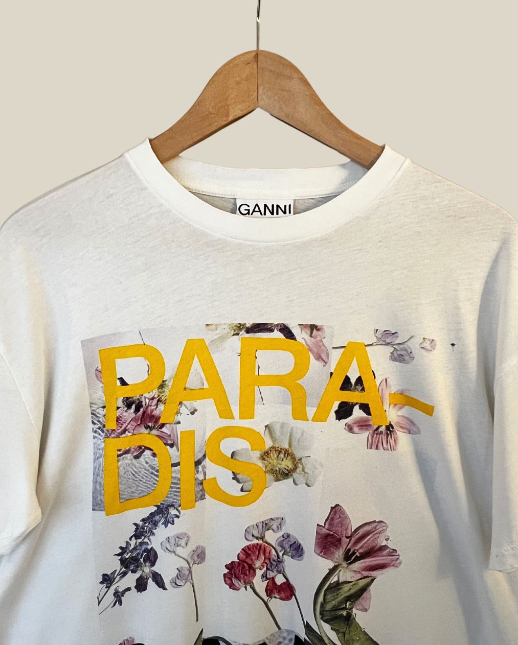 nni paradis white floral print logo tshirt