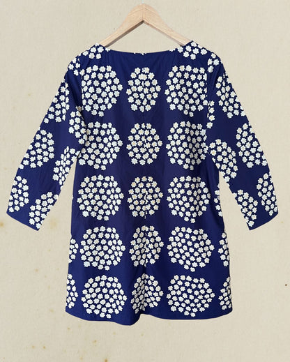 MARIMEKKO Vintage dark flue floral print short dress