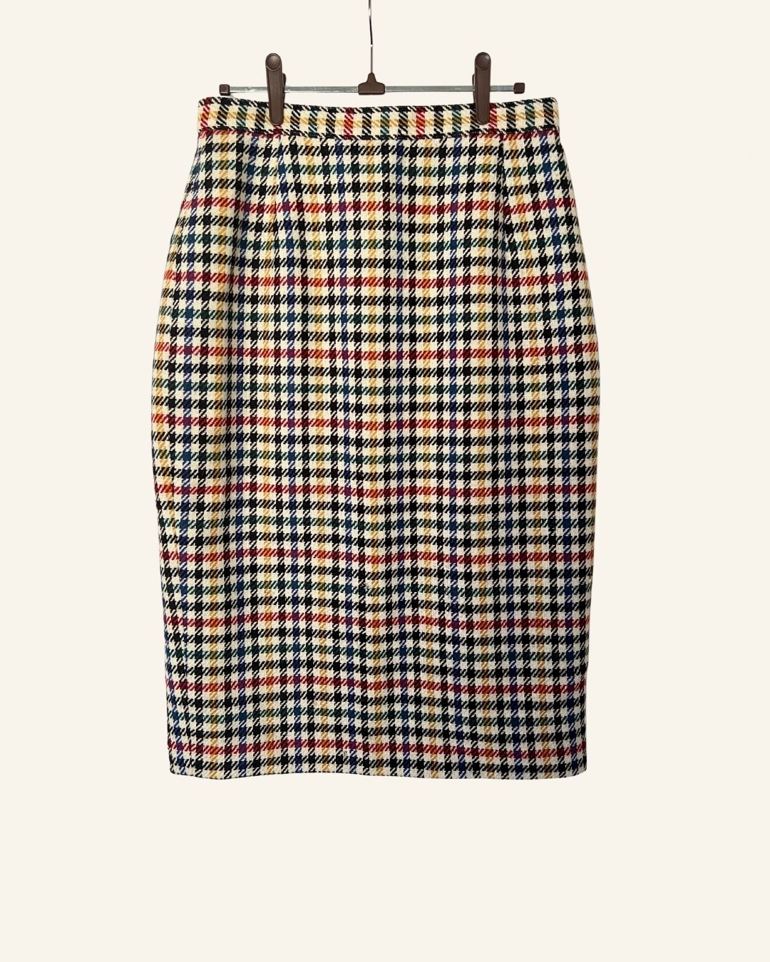 Vintage CACHAREL checked wool pencil skirt