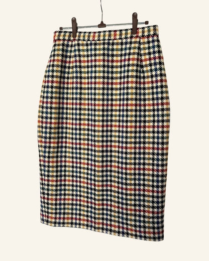 Vintage CACHAREL checked wool pencil skirt